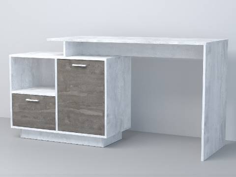 Стол письменный Эго Ст-2 бетон светлый/камень темный на цоколе