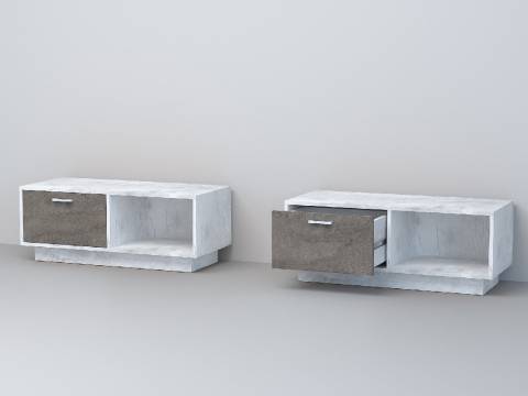 Тумба Эго Т-4 бетон светлый/камень темный на цоколе