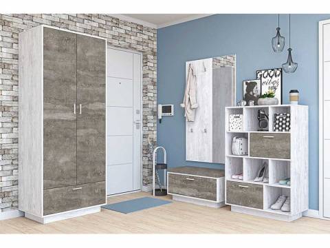 Прихожая Эго бетон светлый/камень темный