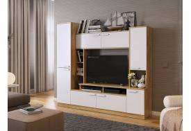 Мини-стенка Токио дуб крафт золотой/белое дерево