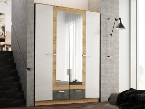 Шкаф Адель 1600 Дуб Вотан-Белый гладкий