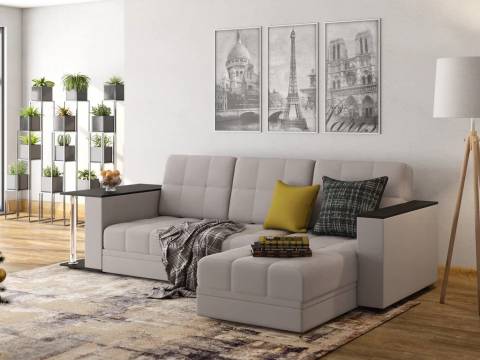 Диван угловой Атлант со столиком велюр Neo 4 бежевый