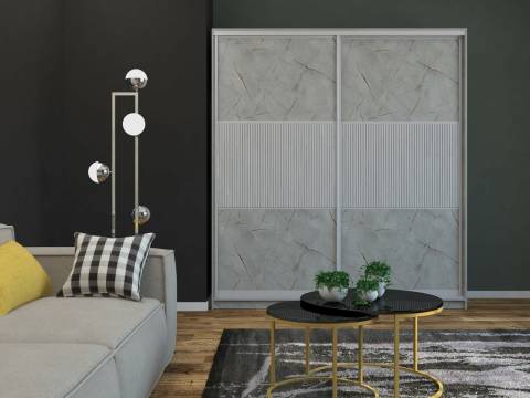 Шкаф-купе Юлия 2200 широкая рельефная вставка МДФ Каспий светлый