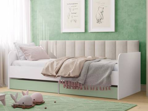 Кровать Банни НМ 041.38 фасад Макарун с мягкой спинкой бали