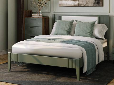 Кровать Бетти 1400 Оливковый/Велюр светлый