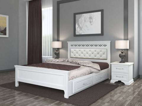 Кровать Грация с 2-мя ящиками 1600 Белый античный