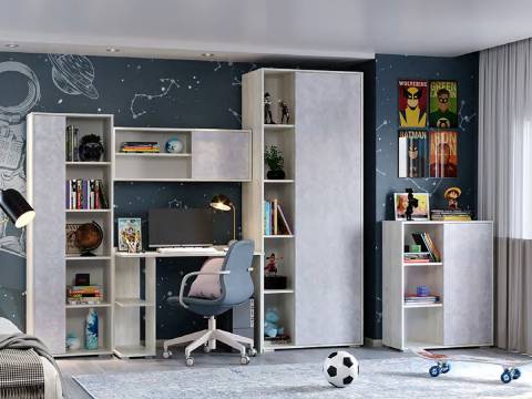 Подростковая Морти дуб крафт белый-цемент светлый