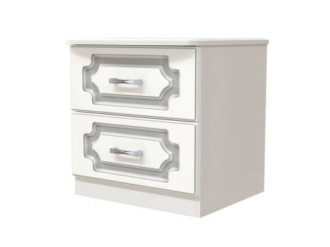 Тумба прикроватная 2 ящика Лак Белый жемчуг