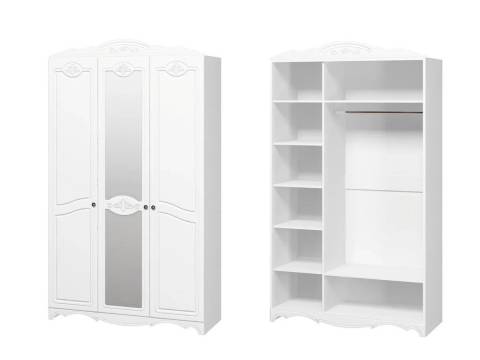 Шкаф для платья и белья ШР-3 Лотос Лак белый