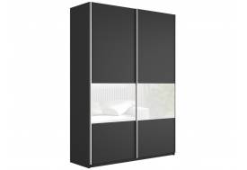 Шкаф-купе Прайм 2-х дверный ДСП/вставки Стекло Белое Серый Диамант