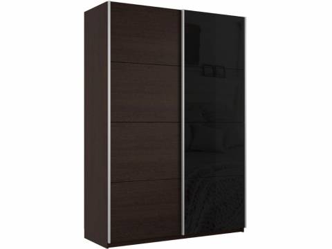 Шкаф-купе Прайм 2-х дверный 1600 ДСП/Стекло Черное Венге