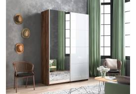 Шкаф-купе Прайм 2-х дверный 1200 Зеркало/Стекло Белое Крафт табачный