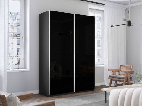 Шкаф-купе Прайм 2-х дверный 1200 Стекло Черное Серый Диамант