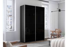 Шкаф-купе Прайм 2-х дверный 1600 Стекло Черное Серый Диамант
