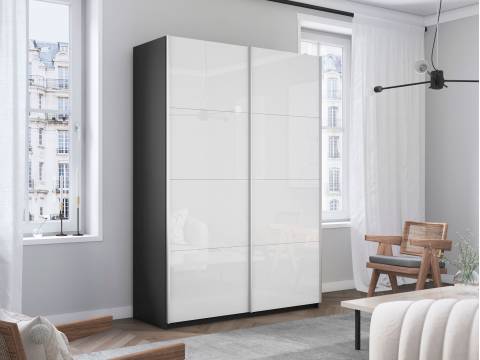 Шкаф-купе Прайм 2-х дверный 1200 Стекло Белое Серый Диамант