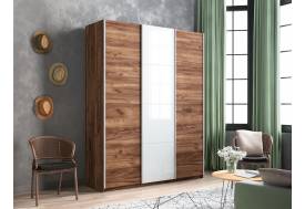 Шкаф-купе Прайм 3-х дверный 2100 ДСП/Стекло Белое/ДСП Крафт табачный