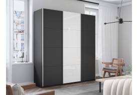Шкаф-купе Прайм 3-х дверный 2100 ДСП/Стекло Белое/ДСП Серый Диамант