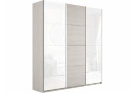 Шкаф-купе Прайм 3-х дверный 1800 два Стекла Белые/ДСП Ясень Анкор Светлый