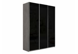 Шкаф-купе Прайм 3-х дверный 1800 три стекла черные Бетон
