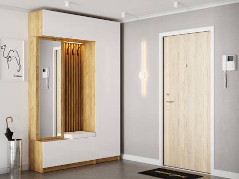 Модульная прихожая Бостон МДФ белый с пеналом