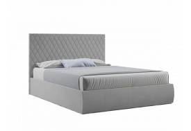 Кровать Стелла с ПМ 1400х2000 мм микровелюр светло-серый