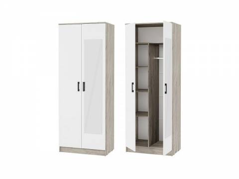 Шкаф Ронда ШК-20 с одним зеркалом дуб крафт серый, белый