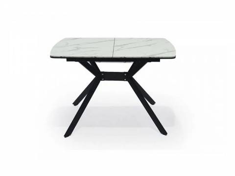 Стол раздвижной Олимп 1400 мм мрамор белый/черный муар