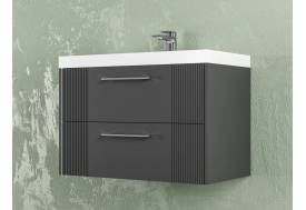 Тумба Альба 70 подвесная 2 ящика раковина Слим 70 антрацит