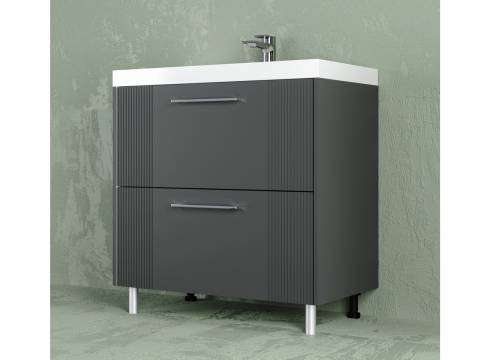 Тумба Альба 80 напольная 2 ящика Комфорт 80 антрацит