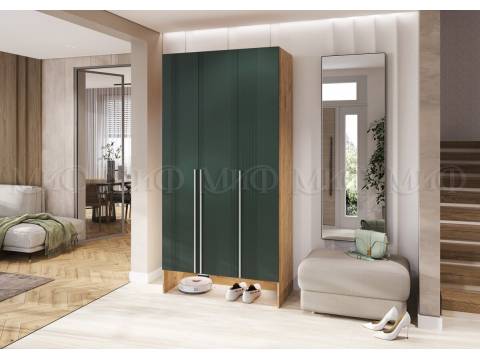 Прихожая Луна шкаф 3-х створчатый Браш Мени Грин, Дуб Крафт