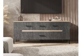 Тумба ТВ (металл) Ким Бетон Графит, Дуб Сонома
