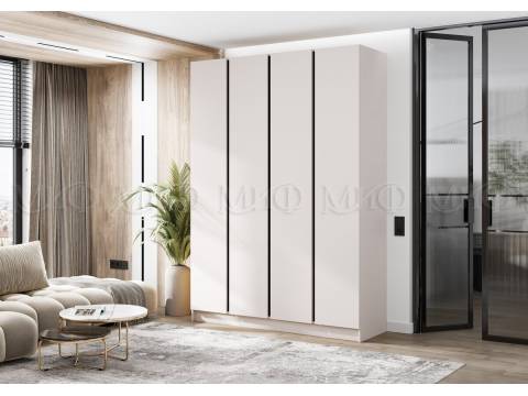 Шкаф четырехстворчатый Келвин (1600) Кашемир-вставка черная