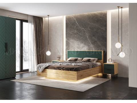 Спальня Флэш Браш Мени Грин, Дуб Крафт