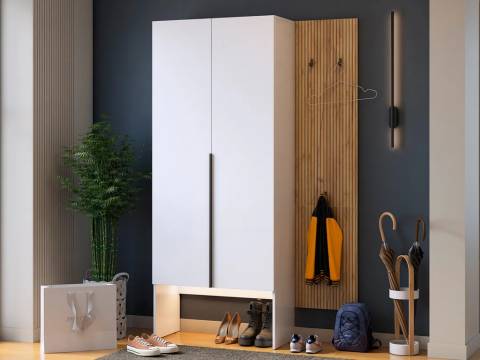 Прихожая Мебельсон К6 дуб крафт золотой/белое дерево