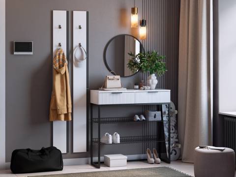 Прихожая Мебельсон К20 белое дерево/черный муар