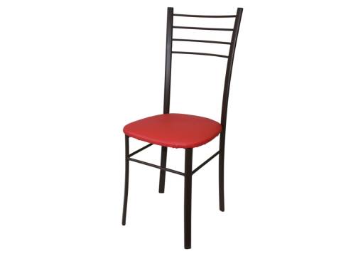 Стул Лайт ДХ-5 на коричневом каркасе обивка красный