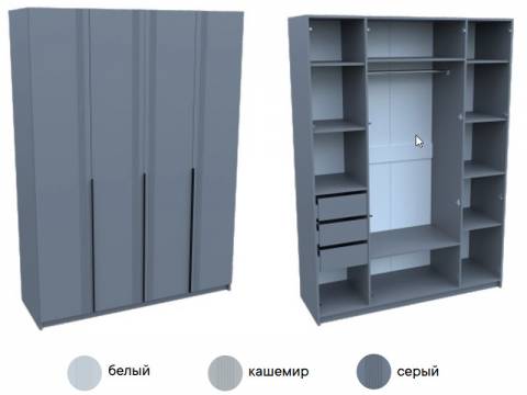 Шкаф 4-х дверный с 3-мя ящиками Ольга-6