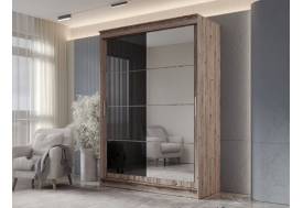 Шкаф-купе Гранд-1 1600 Дуб Горный-двери Зеркало-Лакобель черный