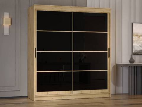 Шкаф-купе Гранд-1 2000 Дуб Вотан-двери Лакобель черный