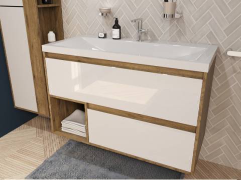 Тумба с раковиной Monaco Wood 1000 2 ящика с нишей