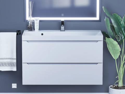 Тумба с раковиной Uperwood Tanos матовая белая 90 см