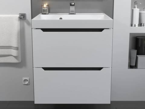 Тумба с раковиной Uperwood Tanos матовая белая/графит 50 см