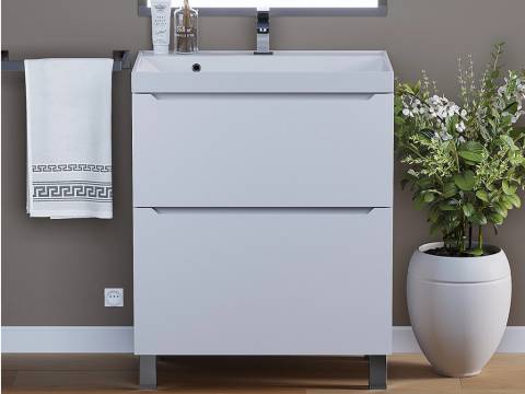 Тумба с раковиной Uperwood Tanos 2 ящика напольная 70 см белая
