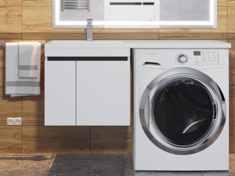 Тумба с раковиной Uperwood Magenta 60-120 см подвесная белая/графит с дверцами левая