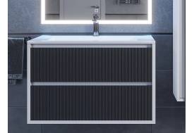 Тумба с раковиной Uperwood Next Premium белая/графит 2 ящика 80 см