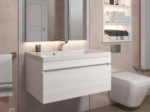 Тумба с раковиной Uperwood Eva Дуб Харбор белый 75 см