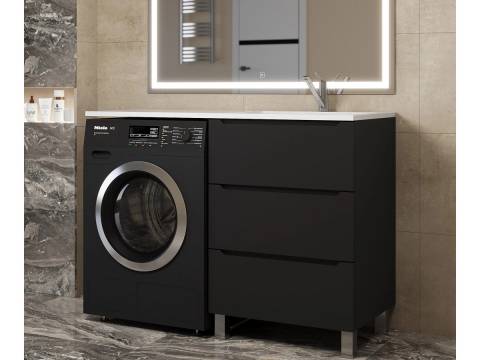 Тумба под стиральную машину Uperwood Tanos 60 см, напольная, 3 ящика, черная