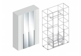 Шкаф Вита 4-створки с зеркалом белый лофт