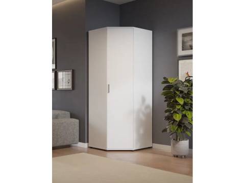 Шкаф угловой со штангой и полками арт. 557 белый