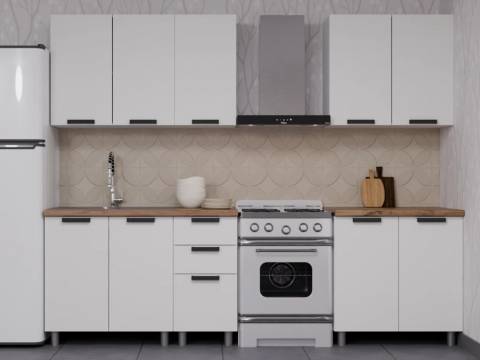 Кухонный гарнитур Орешник 2000 мм Матовый Белый